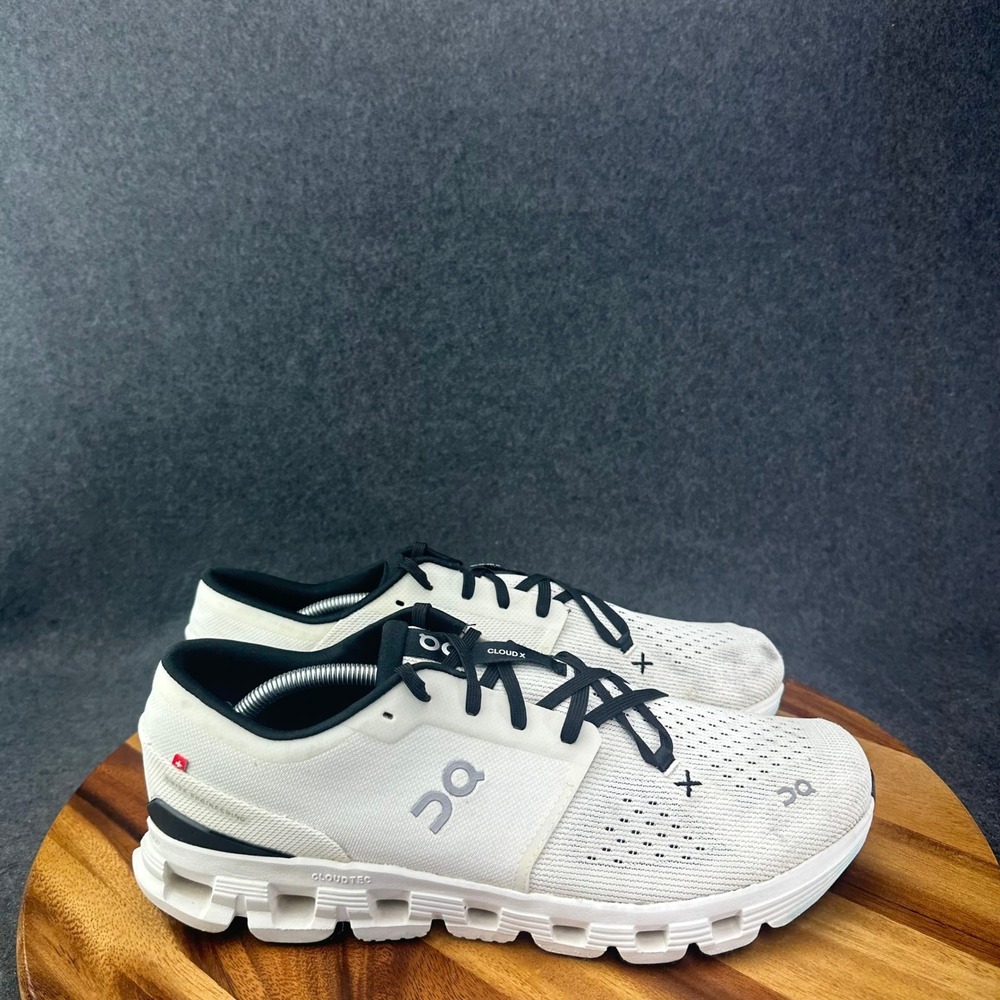 On Cloud X 4 Mens Running Shoes Ivory Black CloudTec Training Sneakers Size 13
